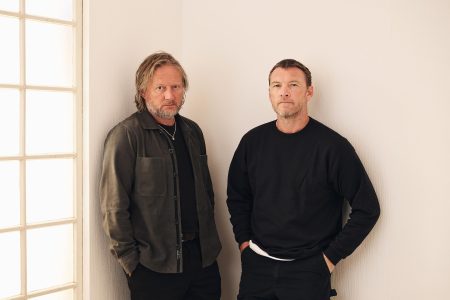 Cousin David Mackenzie and Sam Worthington-Relay